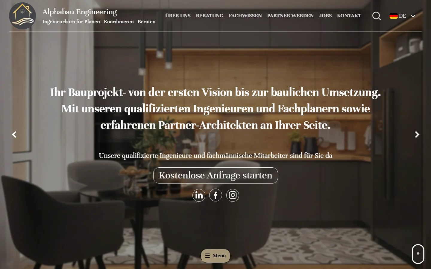 Startseite der Alpha Engineering Website – Ingenieurbüro Düsseldorf