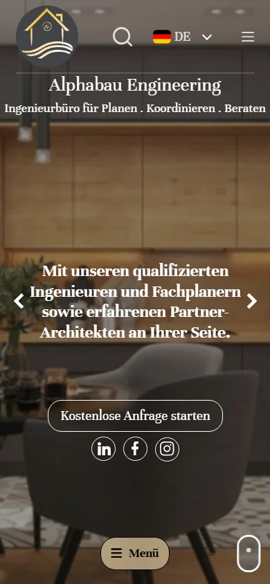Alpha Engineering Website auf dem Smartphone