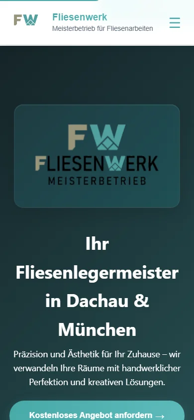 Fliesenwerk-Website auf dem Smartphone