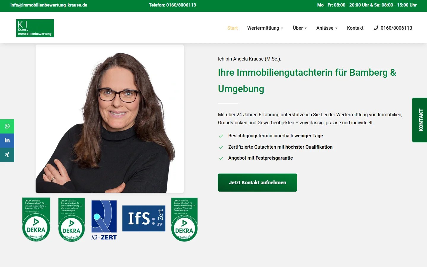 Startseite von immobilienbewertung-krause.de – Immobiliengutachterin Bamberg