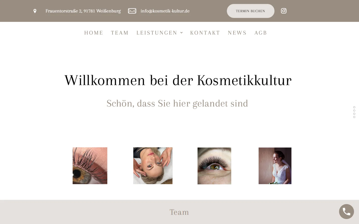 Startseite der Kosmetikkultur-Website – Kosmetikstudio Weißenburg