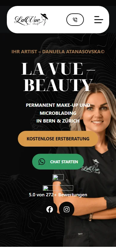 La vue Beauty Website auf dem Smartphone
